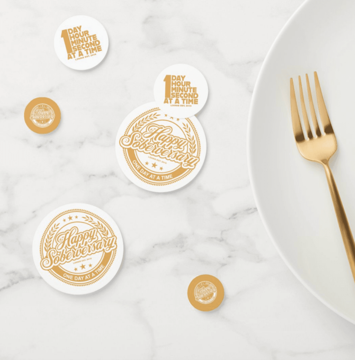 Loosid Soberversary Party Table Confetti Sobriety Gift featuring the design