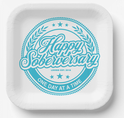 Soberversary Paper Party Plates Sobriety Gift fit detail (view 9)