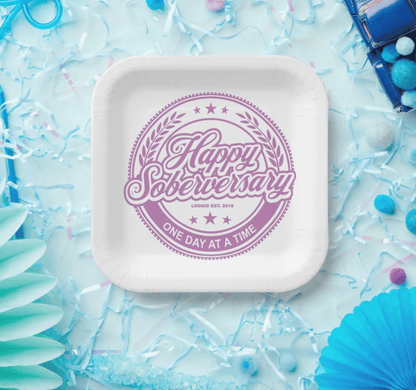 Soberversary Paper Party Plates Sobriety Gift close-up view (view 12)