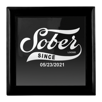 Sober Since Keepsake Box Sobriety Gift flat lay styled image (view 3)