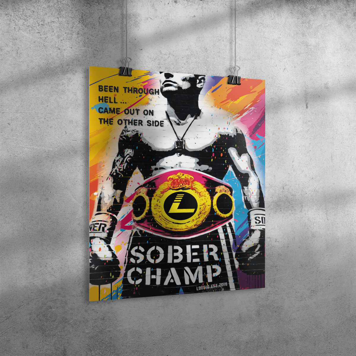 Sober Champ Men Sober Sobriety Art lifestyle view (view 5)