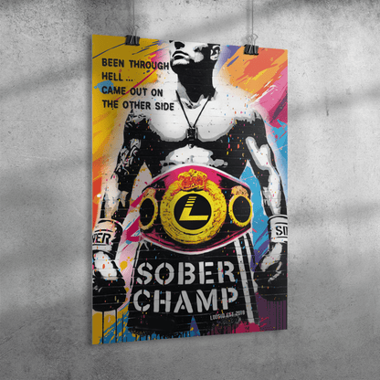 Sober Champ Men Sober Sobriety Art graphic detail (view 4)