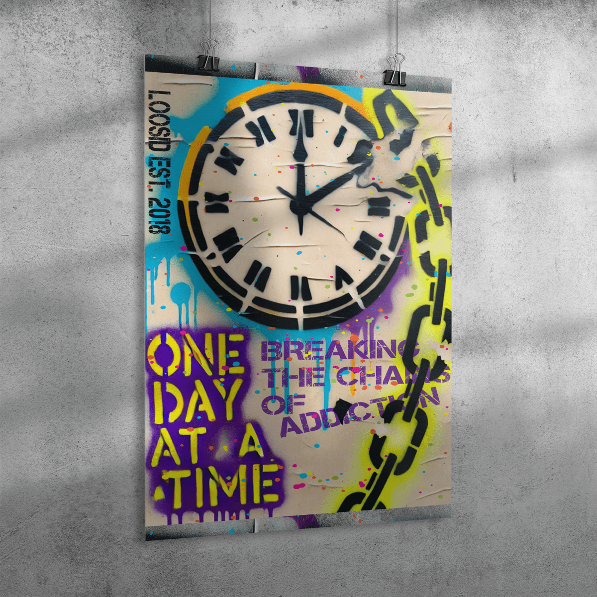 One Day at a Time Inspirational Sobriety Art graphic detail (view 4)
