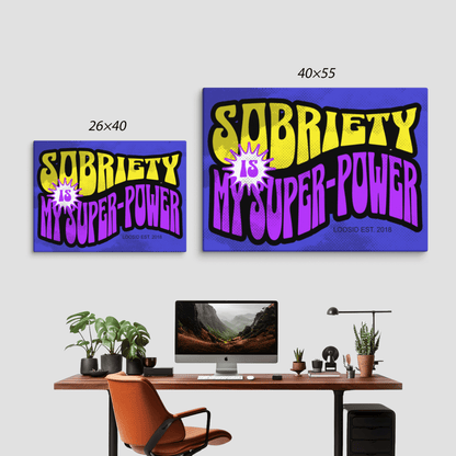 Super Power Canvas with Inspiring Recovery Message Sobriety Art back view (view 7)