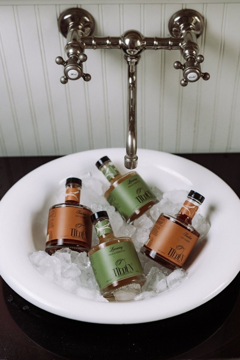 Mini Bottle Split 6 Pack Sobriety Gift flat lay styled image (view 3)