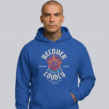 Recover Loudly Custom Sobriety Date Recovery Hoodie product photo (view 40)