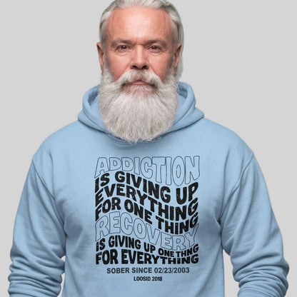 Addiction is Giving up Recovery Hoodie side view (view 36)