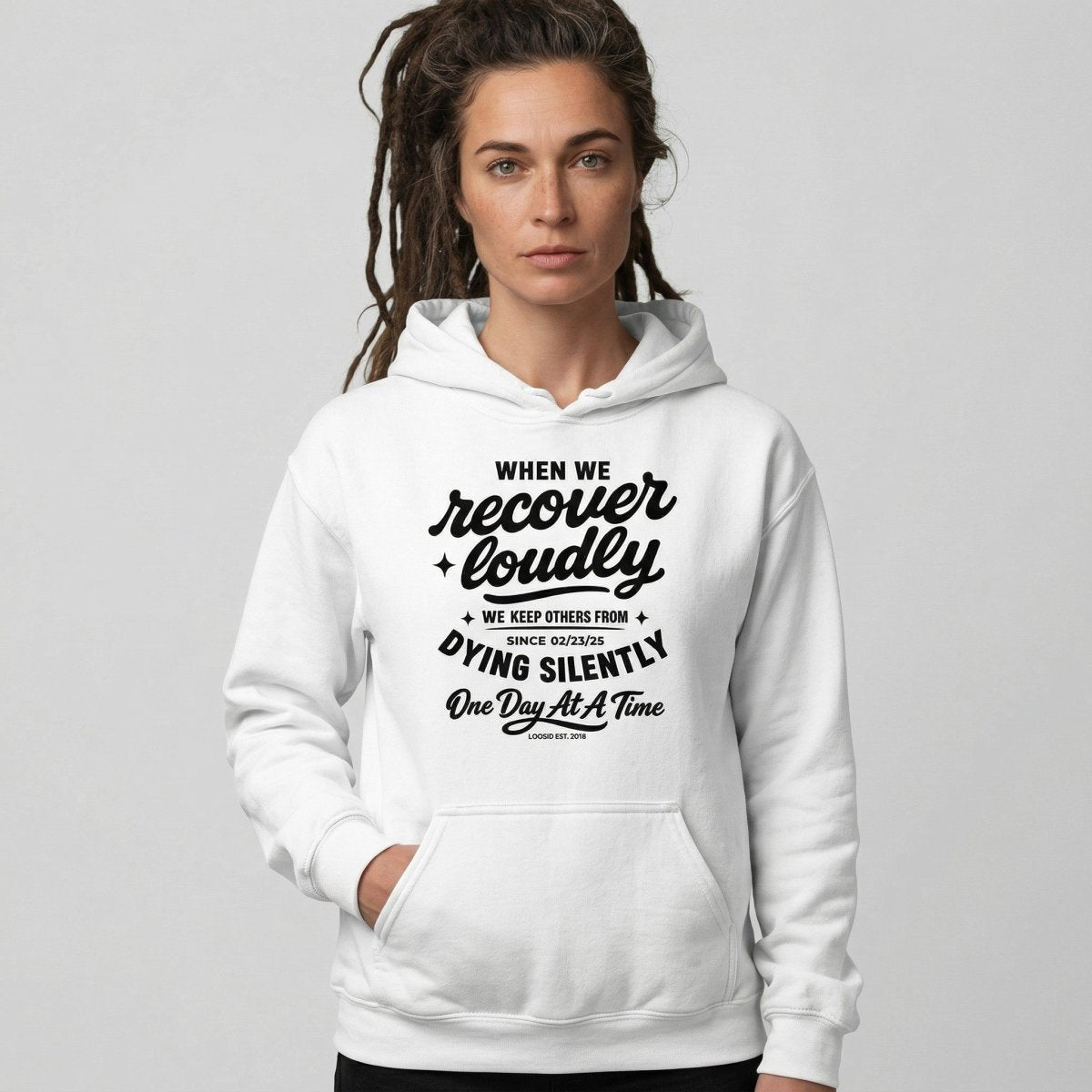When we recover loudly Recovery Hoodie side view (view 16)