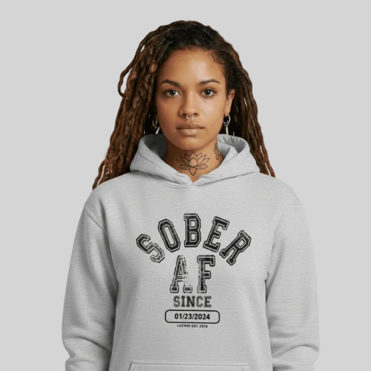 Sober AF Since Recovery Hoodie graphic detail (view 34)