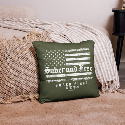Loosid Sober and Free Sober Pillow featuring the design