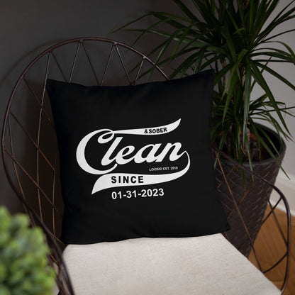 Clean & Sober Since Personalize Date Sober Pillow side view (view 16)