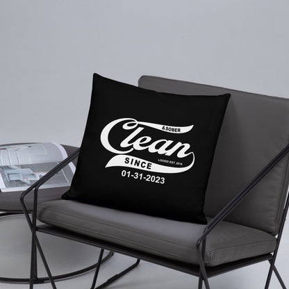 Clean & Sober Since Personalize Date Sober Pillow back view (view 17)