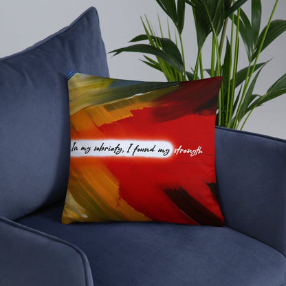 In My Sobriety I Found My Strength Sober Pillow flat lay styled image (view 3)