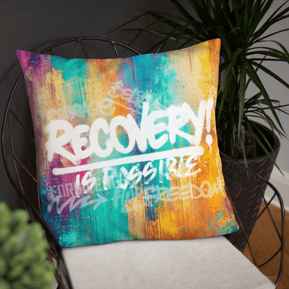 Recovery Is Possible Sober Pillow flat lay styled image (view 3)