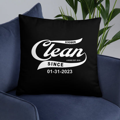 Clean & Sober Since Personalize Date Sober Pillow side view (view 6)