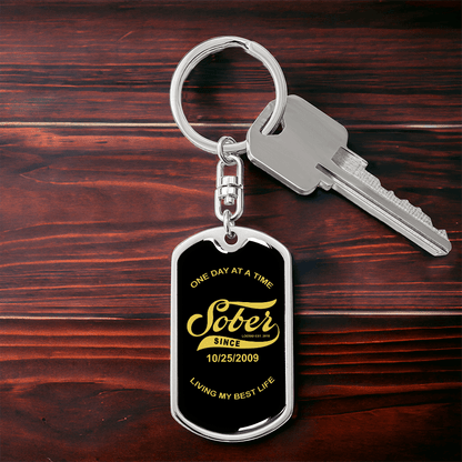 Sober Since Keychain with Date Engraving Sobriety Gift graphic detail (view 4)