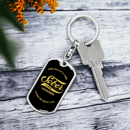Loosid Sober Since Keychain with Date Engraving Sobriety Gift featuring the design