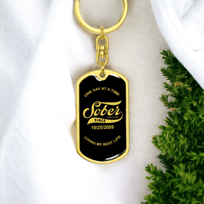 Sober Since Keychain with Date Engraving Sobriety Gift side view (view 6)