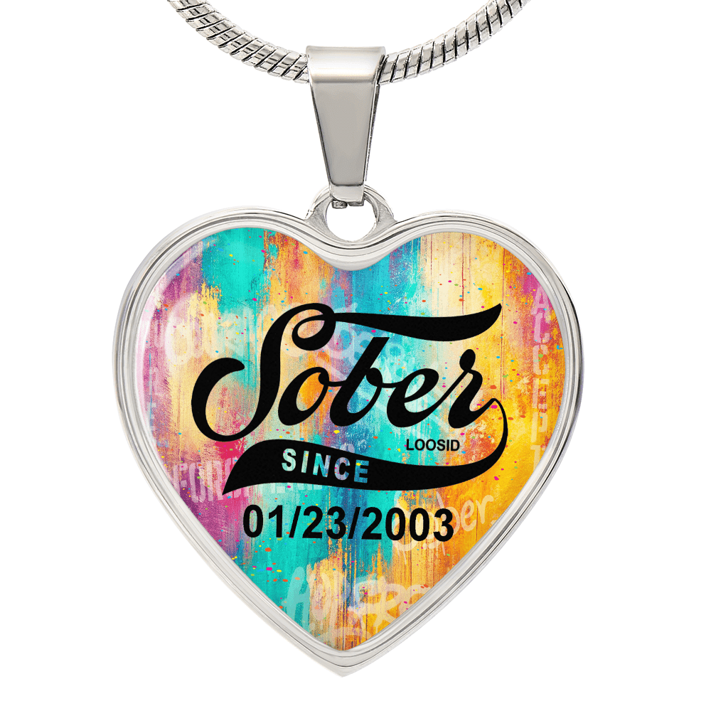 Sober Since Heart Sober Jewelry back view (view 7)