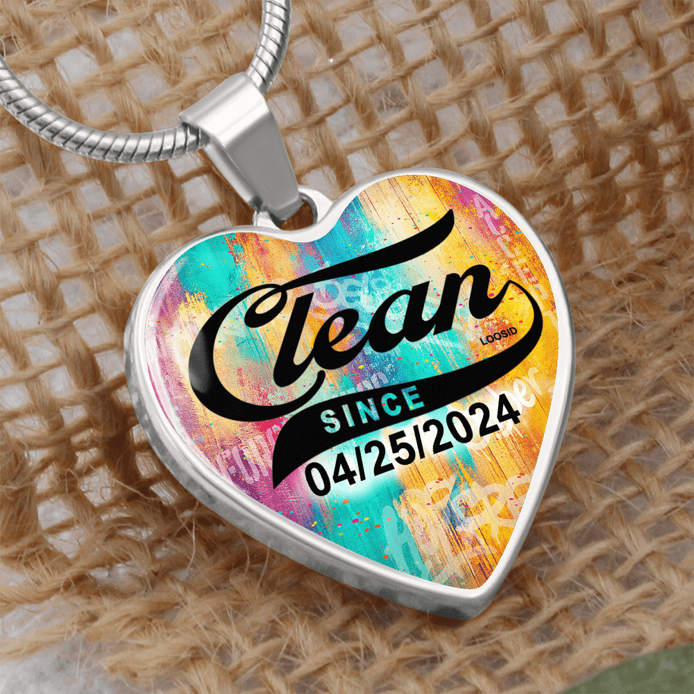 Clean Since Heart Sober Jewelry flat lay styled image (view 3)