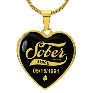 Marr Sober Since Heart Necklace w/ Personalized Sobriety Date