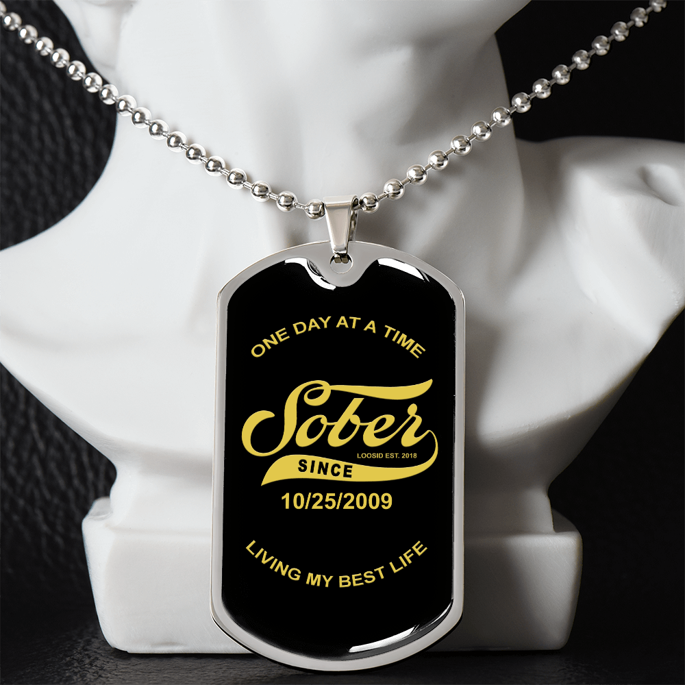 with Personalized 'Sober Since' Date Sober Jewelry flat lay styled image (view 3)