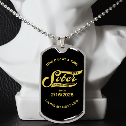 Happy Sober Anniversary W Sober Date Sober Jewelry side view (view 6)