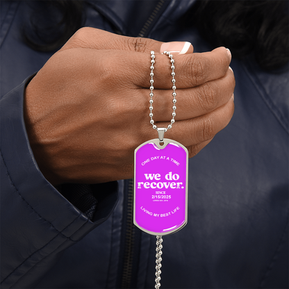 We Do Recover with Personalized 'Sober Since' Date Sober Jewelry side view (view 6)