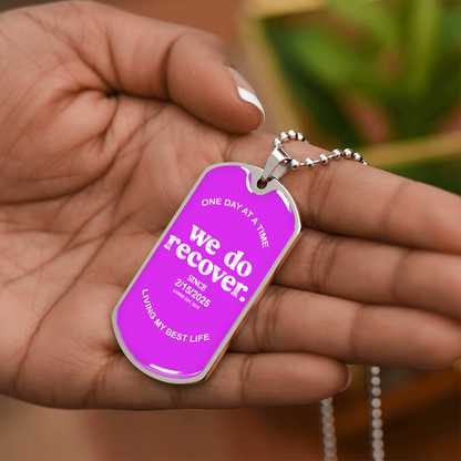 We Do Recover with Personalized 'Sober Since' Date Sober Jewelry back view (view 7)