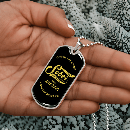 Happy Sober Anniversary W Sober Date Sober Jewelry flat lay styled image (view 3)