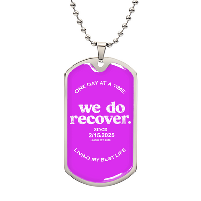 We Do Recover with Personalized 'Sober Since' Date Sober Jewelry close-up view (view 2)