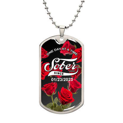 Rose Sober Since Necklace Custom Date Sober Jewelry graphic detail (view 4)