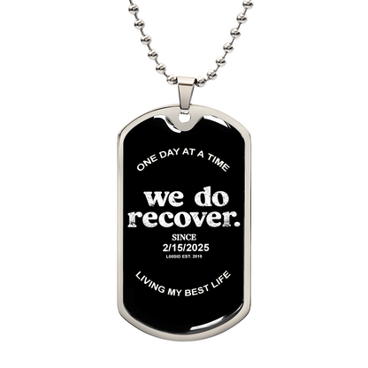 We Do Recover with Personalized 'Sober Since' Date Sober Jewelry close-up view (view 2)