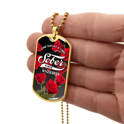 Rose Sober Since Necklace Custom Date Sober Jewelry packaging detail (view 8)