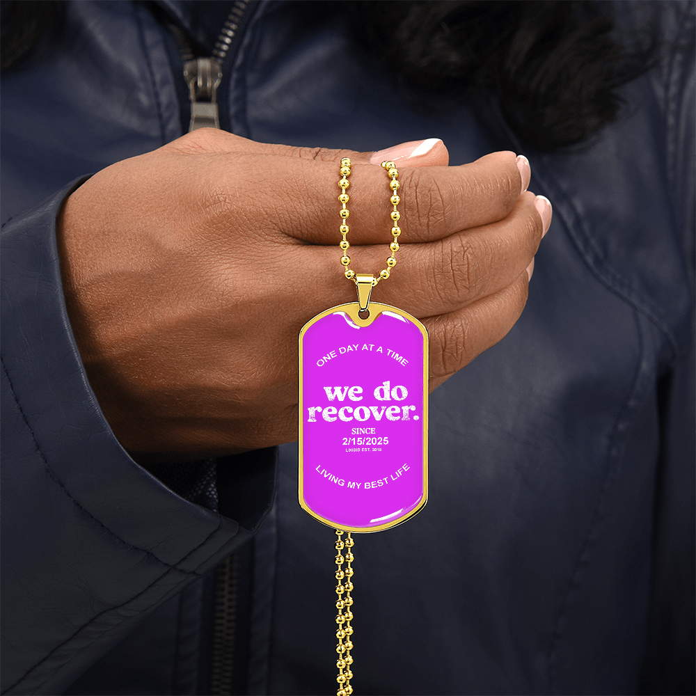 We Do Recover with Personalized 'Sober Since' Date Sober Jewelry featuring the design (view 11)