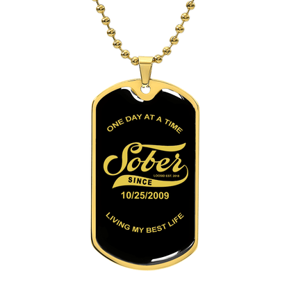 with Personalized 'Sober Since' Date Sober Jewelry back view (view 7)
