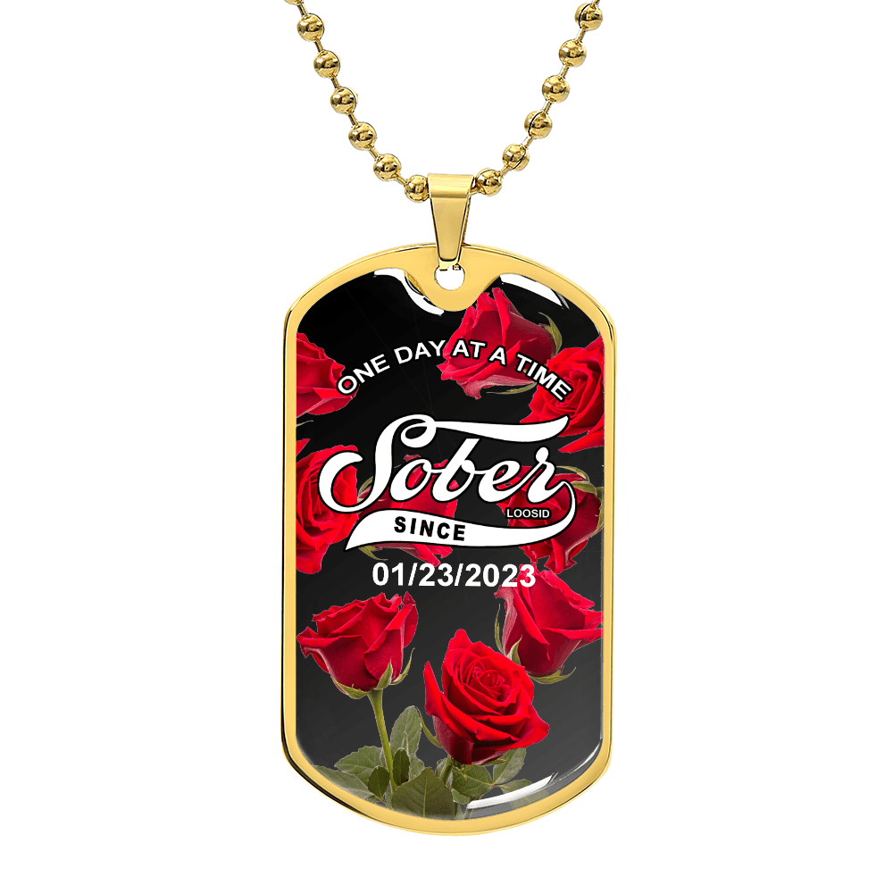 Rose Sober Since Necklace Custom Date Sober Jewelry back view (view 7)