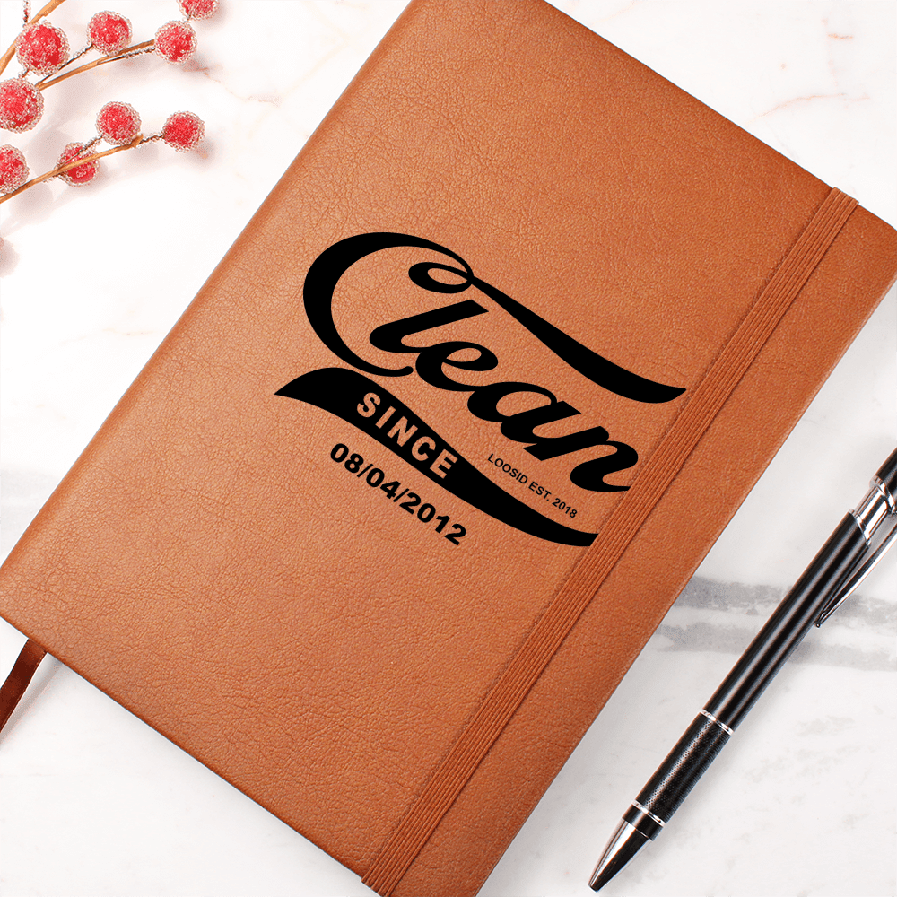 Clean Since Vegan leather Sober Journal flat lay styled image (view 3)