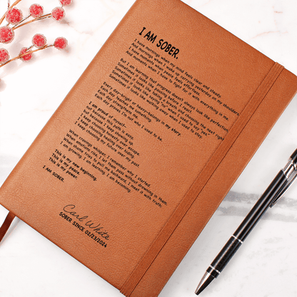 Loosid I AM SOBER Vegan Sober Leather Journal with Date Sober Journal featuring the design