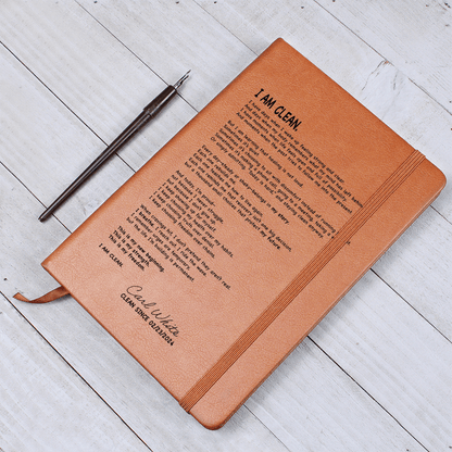I AM CLEAN Vegan Sober Leather Journal with Date Sober Journal graphic detail (view 4)