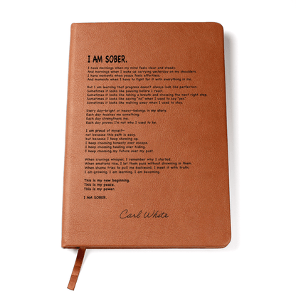 I AM SOBER Vegan Sober Leather Journal with Date Sober Journal flat lay styled image (view 3)