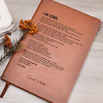 I AM SOBER Vegan Sober Leather Journal with Date Sober Journal lifestyle view (view 5)