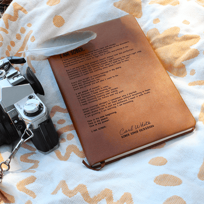 I AM SOBER Vegan Sober Leather Journal with Date Sober Journal side view (view 6)