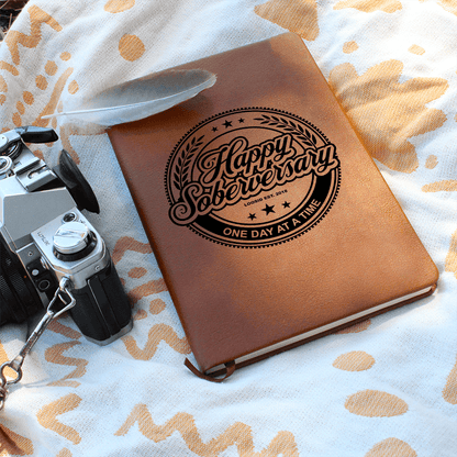 Happy Soberversary Vegan Leather Sober Journal lifestyle view (view 5)