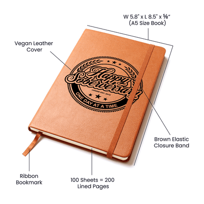 Happy Soberversary Vegan Leather Sober Journal packaging detail (view 8)