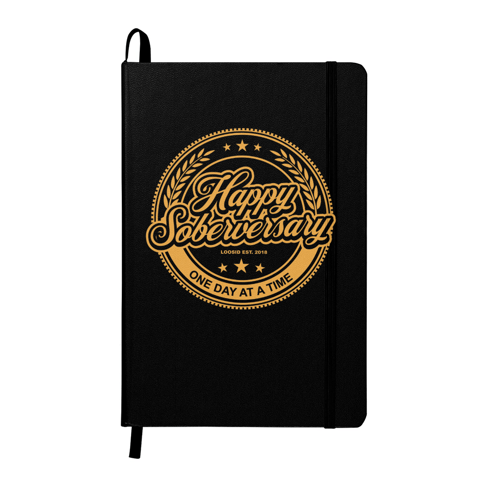 Loosid Happy Soberversary Vegan Leather Sober Journal featuring the design