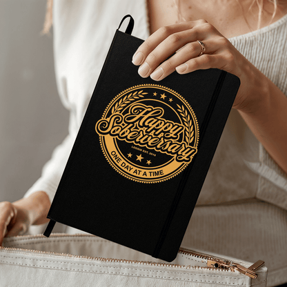 Happy Soberversary Vegan Leather Sober Journal graphic detail (view 4)
