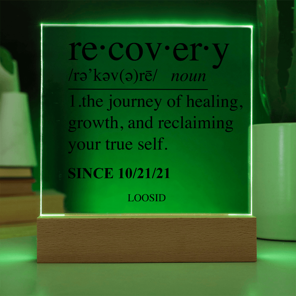 Recovery Acrylic Plaqye w Personalize Sober Date Sobriety Gift packaging detail (view 8)