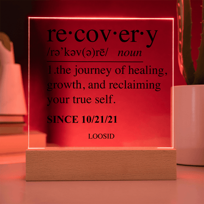 Recovery Acrylic Plaqye w Personalize Sober Date Sobriety Gift close-up view (view 12)