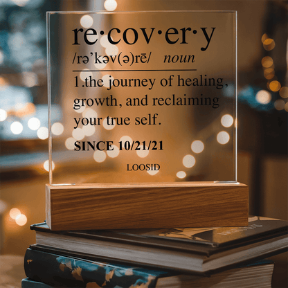 Recovery Acrylic Plaqye w Personalize Sober Date Sobriety Gift fit detail (view 9)